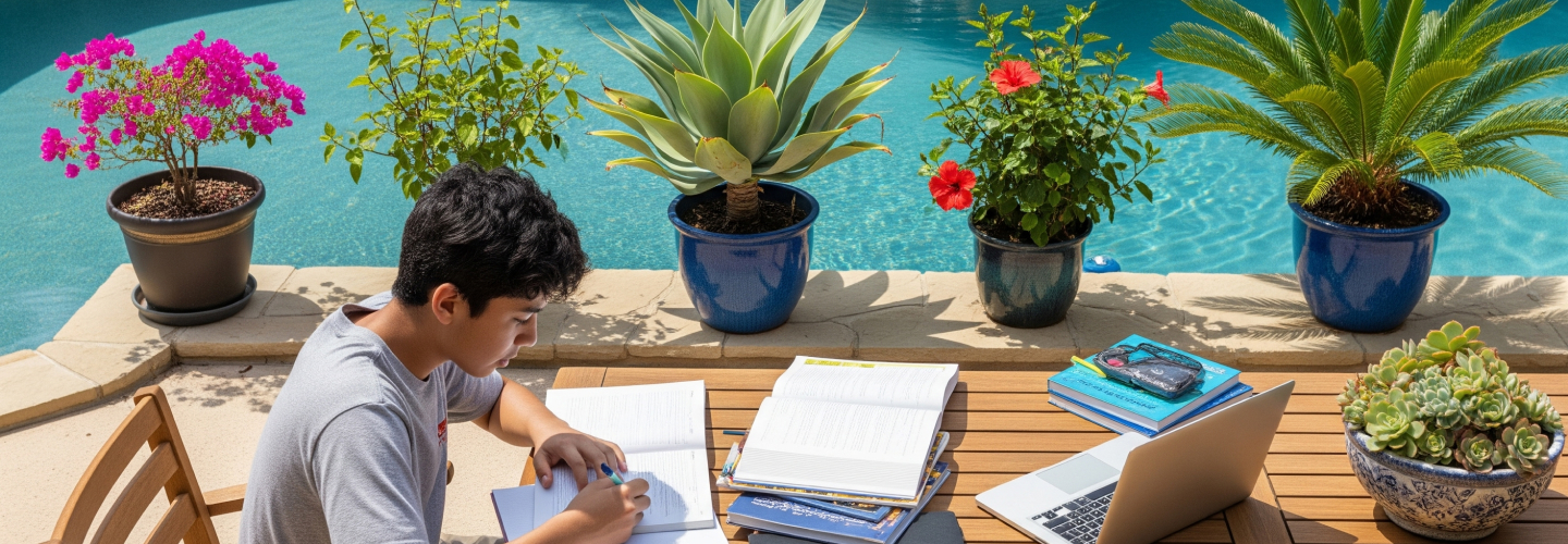 Build a Perfect Study Spot by the Pool That Makes Homework Feel Like a Staycation [Featured Image]