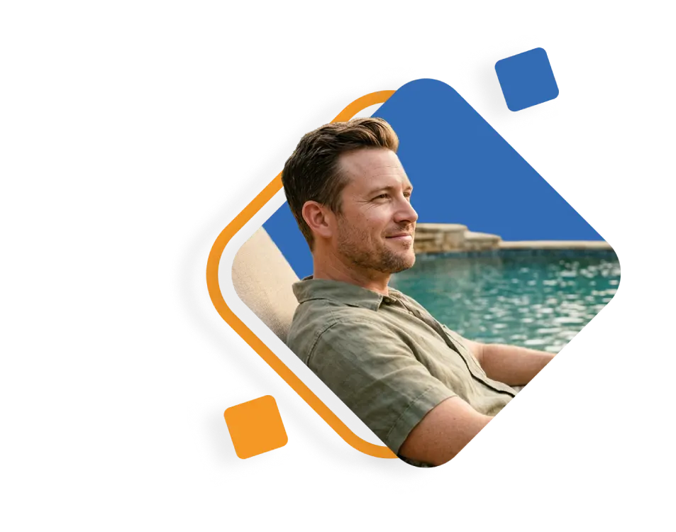 Poolie -Man by the pool