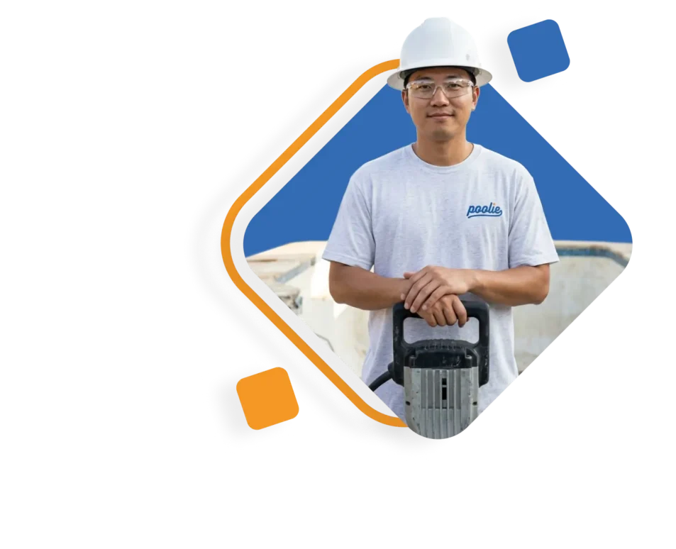 Poolie technician at a pool demolition site in Texas